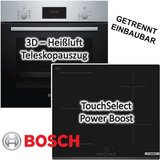 BOSCH Backofen-Set Einbau-Backofen mit Induktionskochfeld Ausschaltautomatik autark 60 cm