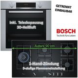 BOSCH Backofen-Set HBA3140S0 mit Gas-Kochfeld PPS9A6B90 autark 90cm