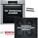 BOSCH Backofen-Set Bosch HERDSET Backofen mit Teleskopauszug 3D Heißluft + Gas-Kochfeld
