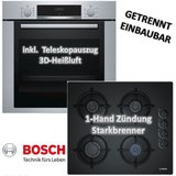 BOSCH Backofen-Set Backofen mit Gaskochfeld POP6B6B10 - SCHWARZ, autark, 60 cm breit